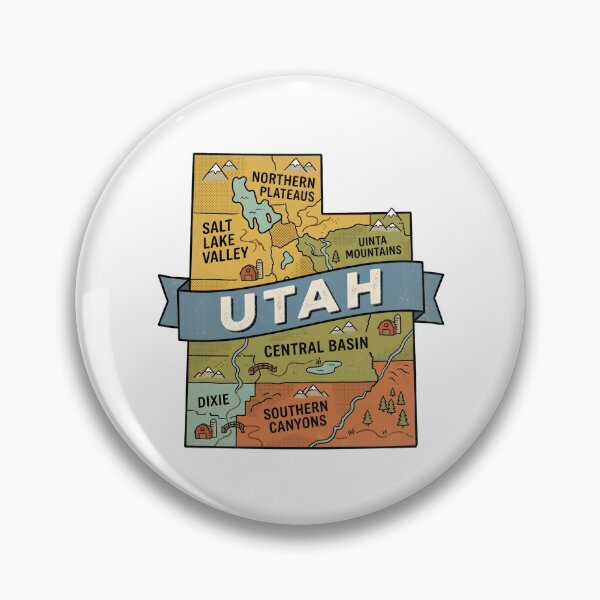 Item preview, Utah State Illustrated Map – Retro State Regions & Landmarks designed and sold by Paper Drip.