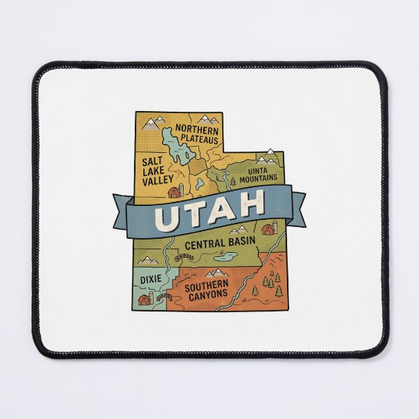 Item preview, Utah State Illustrated Map – Retro State Regions & Landmarks designed and sold by Paper Drip.