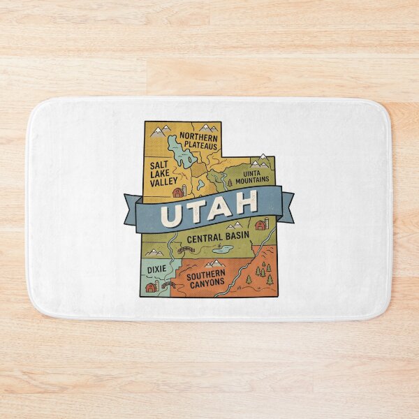 Item preview, Utah State Illustrated Map – Retro State Regions & Landmarks designed and sold by Paper Drip.