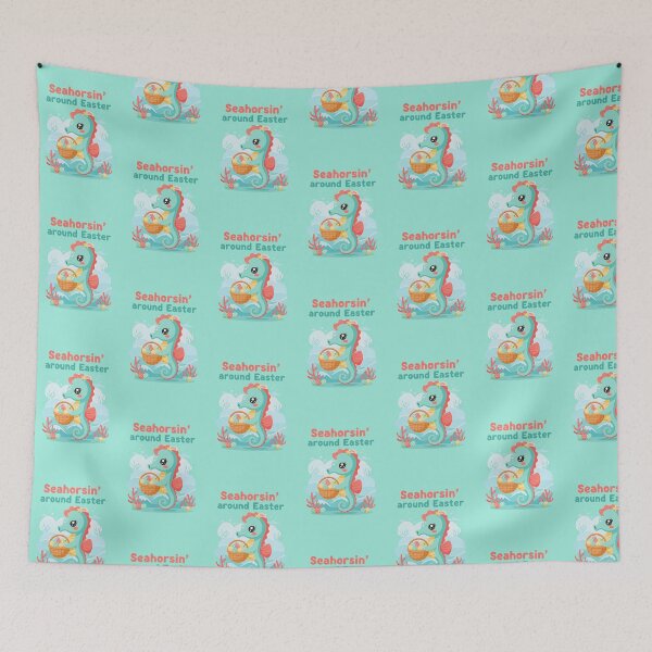 Item preview, Seahorsin’ Around Easter – Cute Seahorse Easter Illustration designed and sold by Sea Gem.