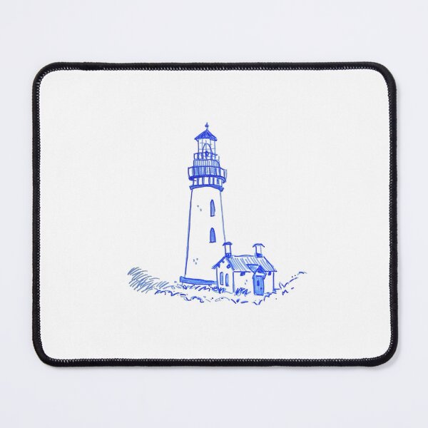 Item preview, White and blue lighthouse landscape with small house  designed and sold by rizdrawings.