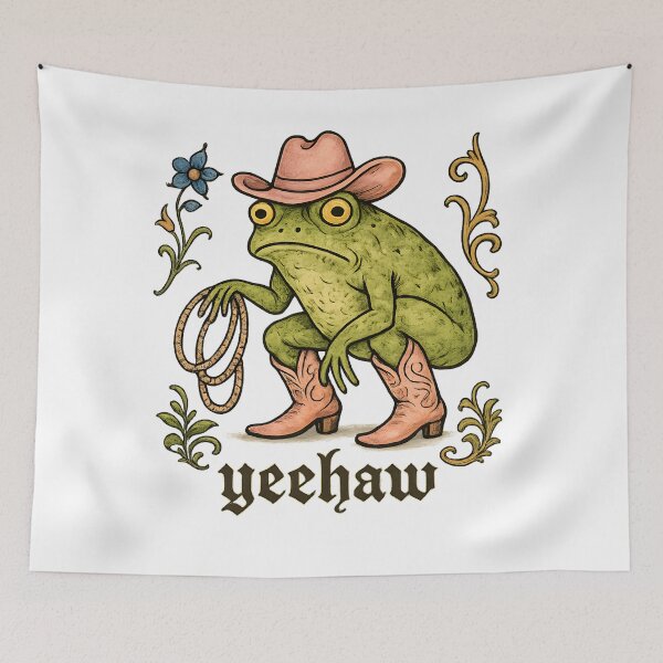 Item preview, Yeehaw Frog Vinyl Sticker: Medieval Cowboy Frog Art designed and sold by ezuldeen48.