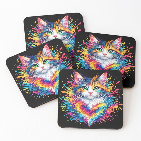 Item preview, Vibrant Rainbow Cat Heart Splash designed and sold by PrettyRottenCo.