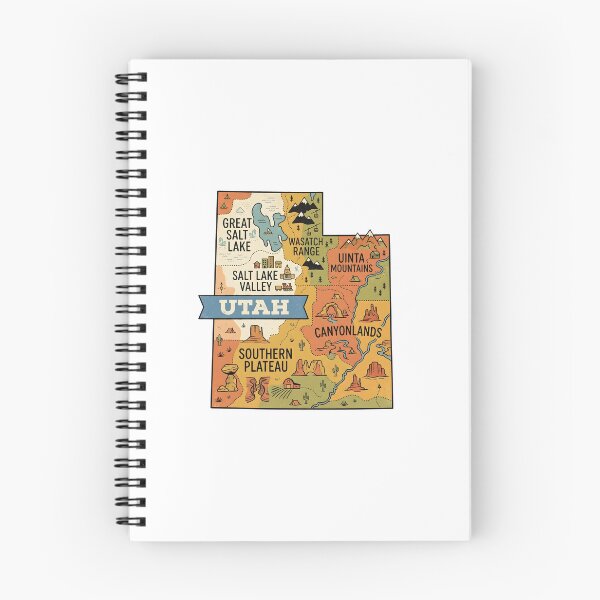 Item preview, Utah Illustrated Map – Retro State Regions & Landmarks designed and sold by Paper Drip.