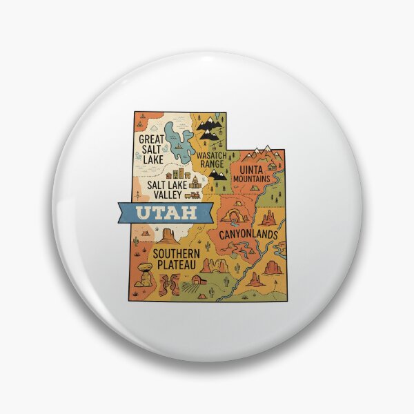 Item preview, Utah Illustrated Map – Retro State Regions & Landmarks designed and sold by Paper Drip.