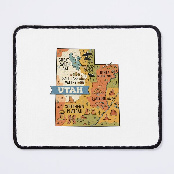 Item preview, Utah Illustrated Map – Retro State Regions & Landmarks designed and sold by Paper Drip.