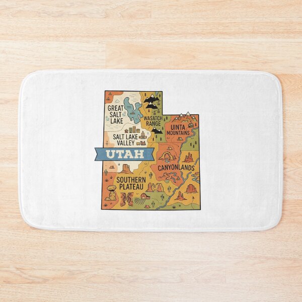 Item preview, Utah Illustrated Map – Retro State Regions & Landmarks designed and sold by Paper Drip.