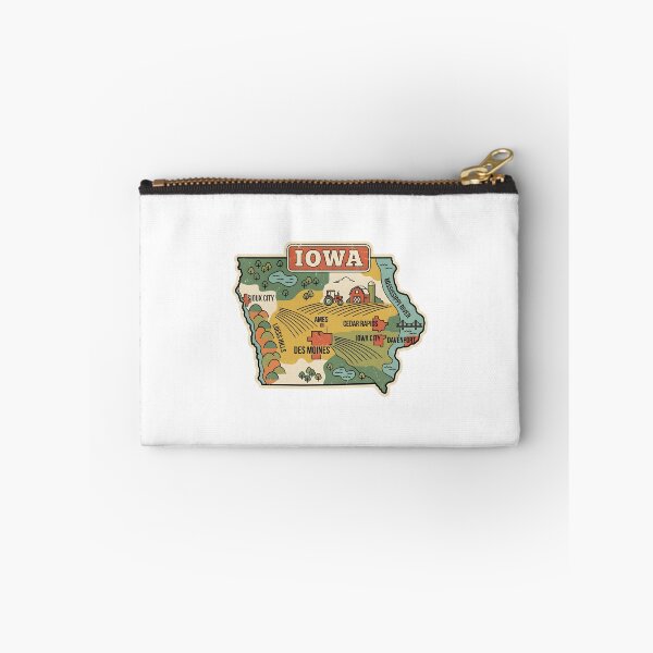 Item preview, Iowa State Illustrated Map – Retro State Regions & Landmarks designed and sold by Paper Drip.