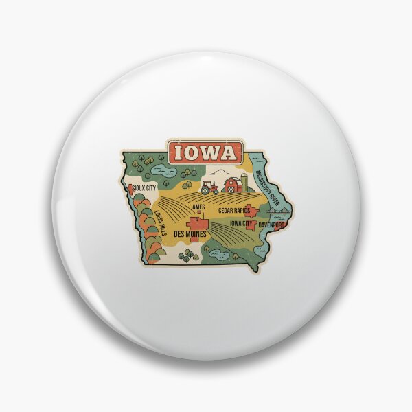 Item preview, Iowa State Illustrated Map – Retro State Regions & Landmarks designed and sold by Paper Drip.