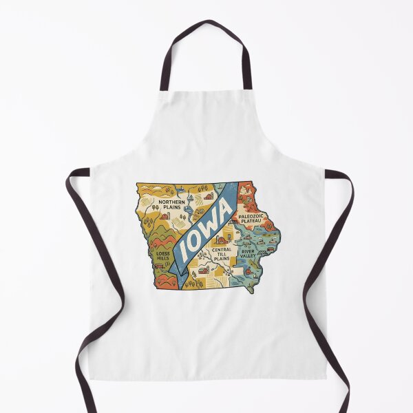 Item preview, Iowa Illustrated Map – Retro State Regions & Landmarks designed and sold by Paper Drip.
