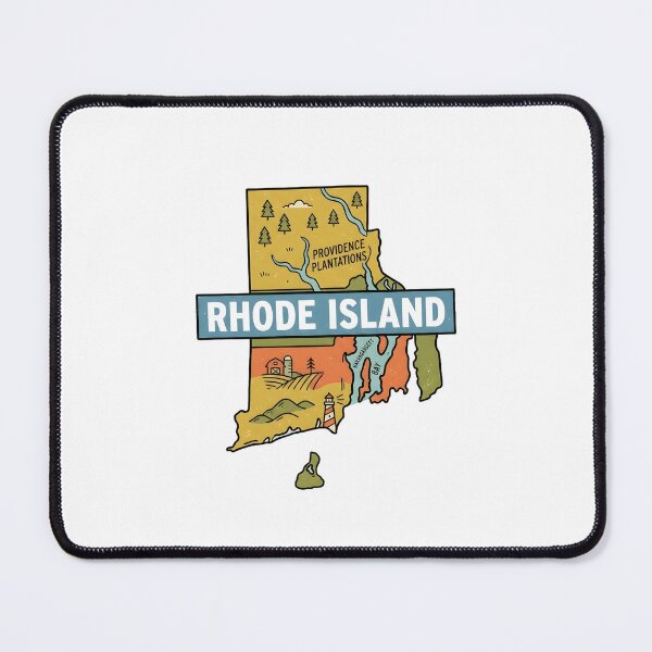 Item preview, Rhode Island State Illustrated Map – Retro State Regions & Landmarks designed and sold by Paper Drip.