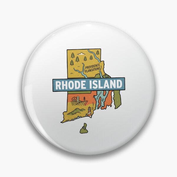 Artikelvorschau, Illustrierte Karte des US-Bundesstaates Rhode Island – Retro-Staatsregionen und Sehenswürdigkeiten entworfen und verkauft von Paper Drip.