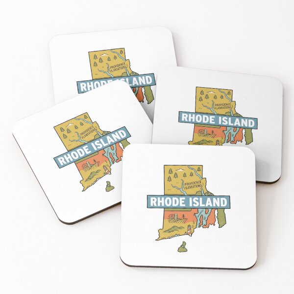 Item preview, Rhode Island State Illustrated Map – Retro State Regions & Landmarks designed and sold by Paper Drip.