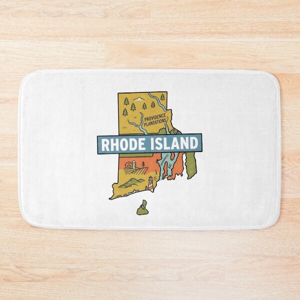 Item preview, Rhode Island State Illustrated Map – Retro State Regions & Landmarks designed and sold by Paper Drip.