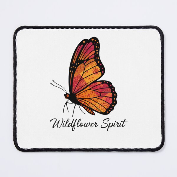 Item preview, "Monarch Butterfly Profile: Warm Patchwork Pattern with Wildflower Spirit Quote" designed and sold by Blue Bird Designs.