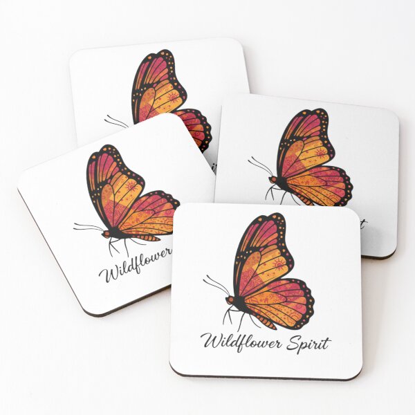Item preview, "Monarch Butterfly Profile: Warm Patchwork Pattern with Wildflower Spirit Quote" designed and sold by Blue Bird  Designs.