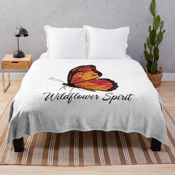 Item preview, "Monarch Butterfly Profile: Warm Patchwork Pattern with Wildflower Spirit Quote" designed and sold by Blue Bird  Designs.