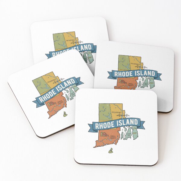 Item preview, Rhode Island Illustrated Map – Retro State Regions & Landmarks designed and sold by Paper Drip.