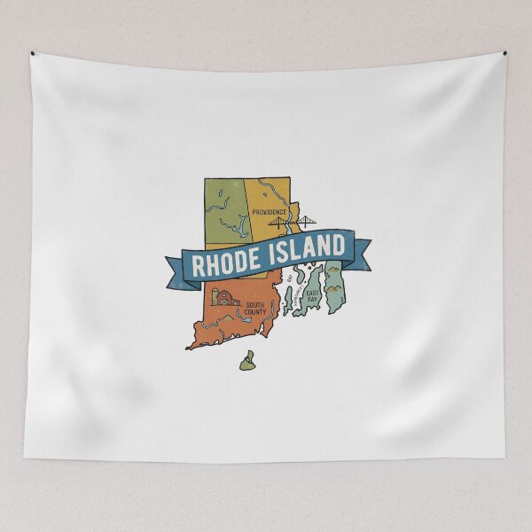 Item preview, Rhode Island Illustrated Map – Retro State Regions & Landmarks designed and sold by Paper Drip.