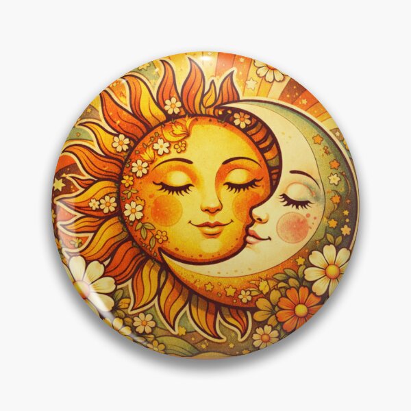 Item preview, Groovy Boho Sun and Moon - 70s Celestial Aesthetic designed and sold by Myra365Art.