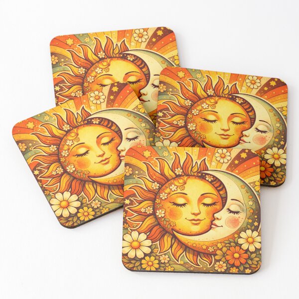 Item preview, Groovy Boho Sun and Moon - 70s Celestial Aesthetic designed and sold by Myra365Art.
