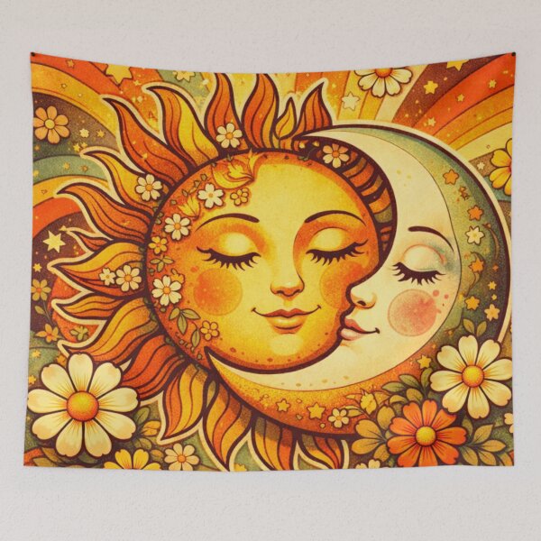 Item preview, Groovy Boho Sun and Moon - 70s Celestial Aesthetic designed and sold by Myra365Art.