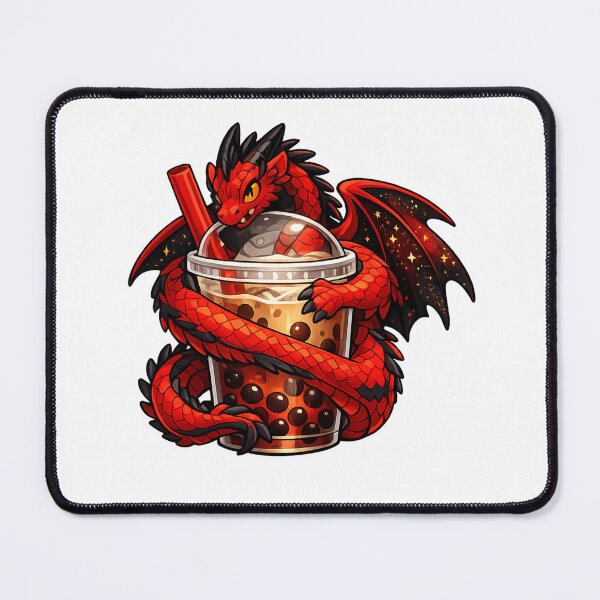 Item preview, Red Dragon Bubble Tea Art – Dragon Boba Tea Fantasy Illustration designed and sold by Reminixi.