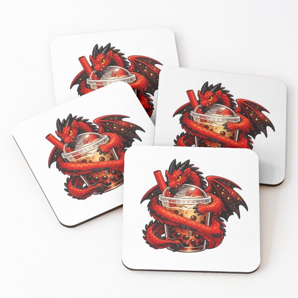 Item preview, Red Dragon Bubble Tea Art – Dragon Boba Tea Fantasy Illustration designed and sold by Reminixi.