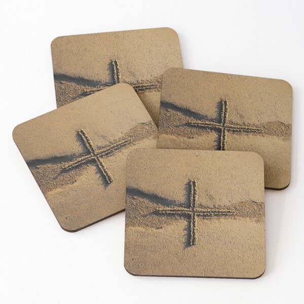 Item preview, Christian Cross Drawn In Golden Beach Sand designed and sold by chase-thewave.