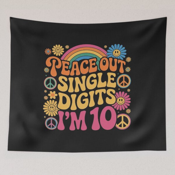 Item preview, Peace Out Single Digits I’m 10 Retro Hippie Birthday Shirt Groovy 70s Style Funny Kids Gift designed and sold by Youpiworld.