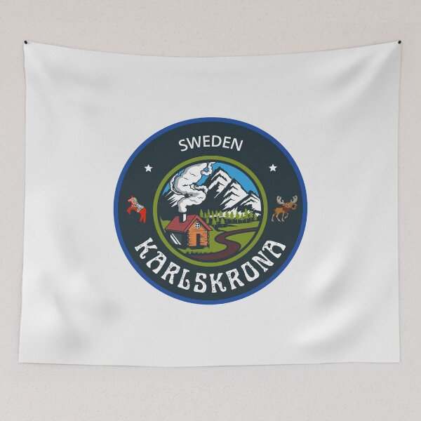 Item preview, Karlskrona Sweden Emblem | Scandinavian Travel Badge Design designed and sold by World Designs.