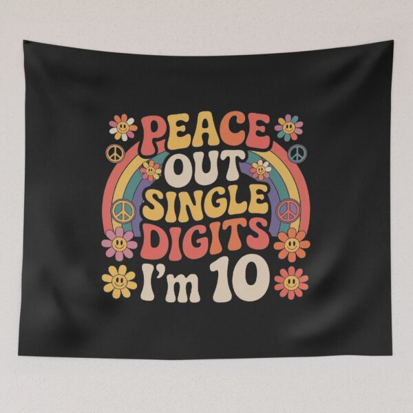 Item preview,  Peace Out Single Digits I’m 10 Retro Hippie Birthday Shirt Groovy 70s Style Funny Kids Gift designed and sold by Youpiworld.