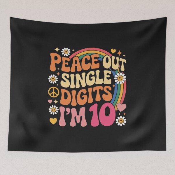Item preview,   Peace Out Single Digits I’m 10 Retro Hippie Birthday Shirt Groovy 70s Style Funny Kids Gift designed and sold by Youpiworld.
