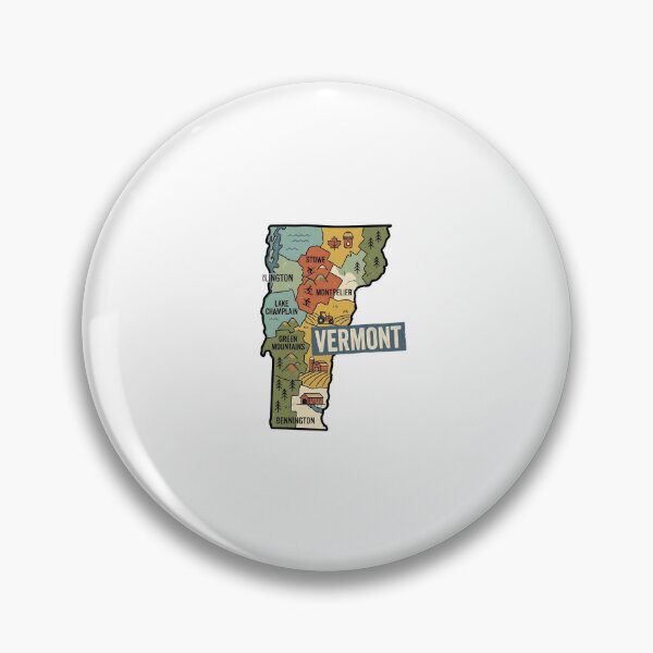 Item preview, Vermont Illustrated Map – Retro State Regions & Landmarks designed and sold by Paper Drip.