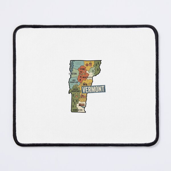 Item preview, Vermont Illustrated Map – Retro State Regions & Landmarks designed and sold by Paper Drip.
