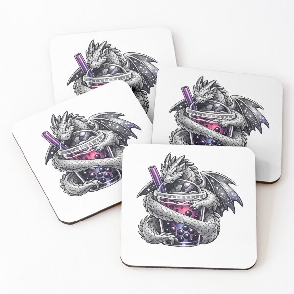 Item preview, Silver Dragon Bubble Tea – Dragon Boba Tea Fantasy Illustration designed and sold by Reminixi.