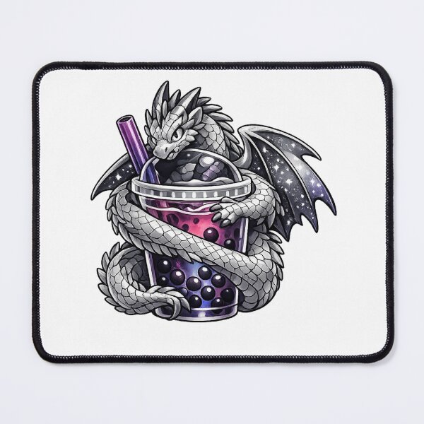 Item preview, Silver Dragon Bubble Tea – Dragon Boba Tea Fantasy Illustration designed and sold by Reminixi.