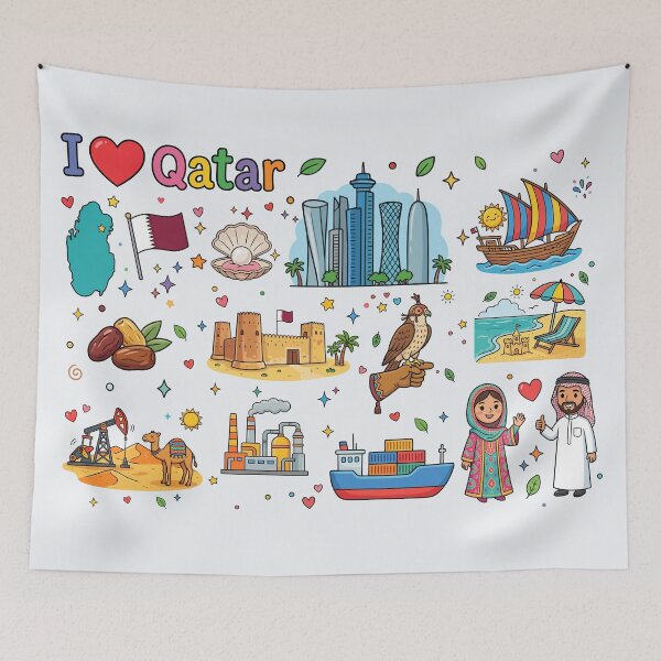 Item preview, I Love Qatar, map, Modern Doha Skyline & Traditional Heritage Art designed and sold by mashmosh.