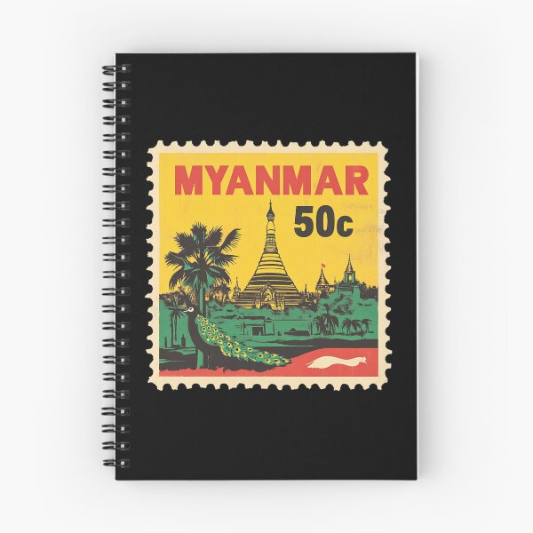 Item preview, Vintage Myanmar Postage Stamp Art - Shwedagon Pagoda & Peacock designed and sold by tiigerdad.
