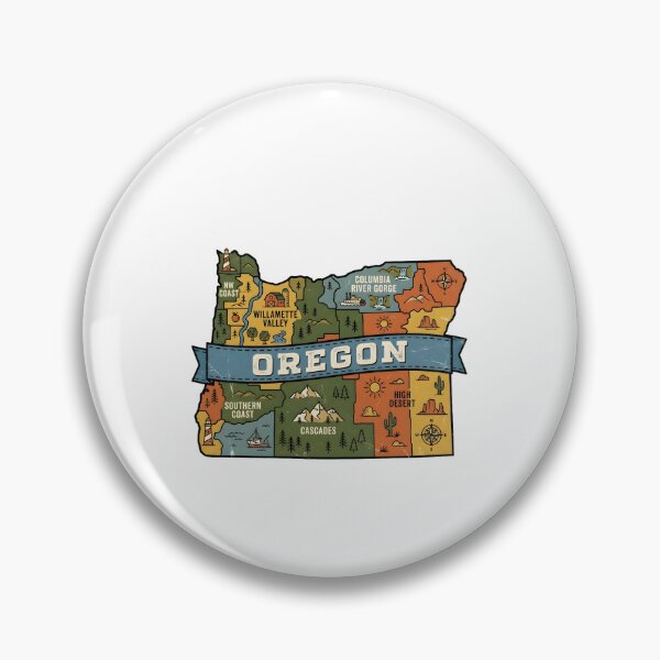 Item preview, Oregon Illustrated Map – Retro State Regions & Landmarks designed and sold by Paper Drip.