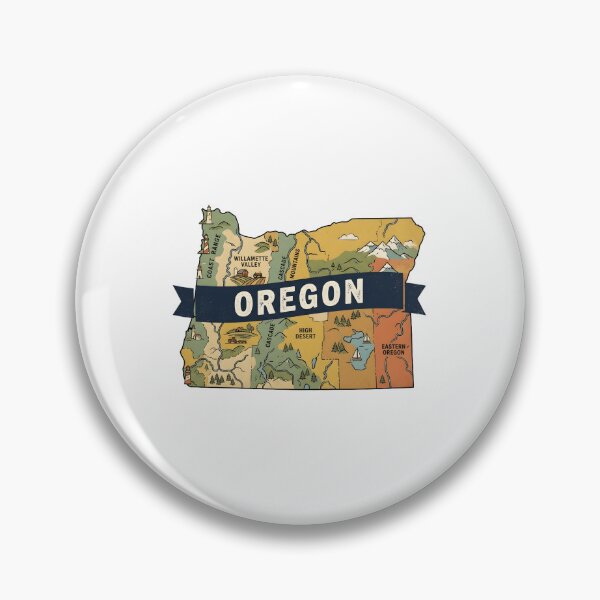 Item preview, Oregon State Illustrated Map – Retro State Regions & Landmarks designed and sold by Paper Drip.