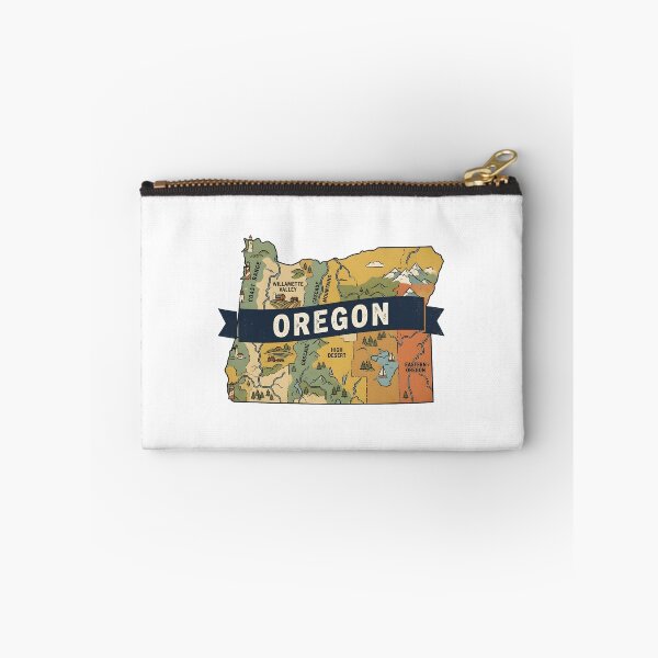 Item preview, Oregon State Illustrated Map – Retro State Regions & Landmarks designed and sold by Paper Drip.