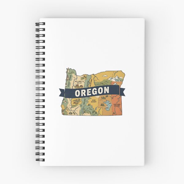 Item preview, Oregon State Illustrated Map – Retro State Regions & Landmarks designed and sold by Paper Drip.