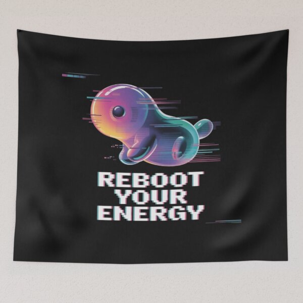 Item preview, Copy of Retro Futuristic Reboot Your Energy Cute Cyber Robot Y2K Vaporwave Gamer Shirt designed and sold by Youpiworld.
