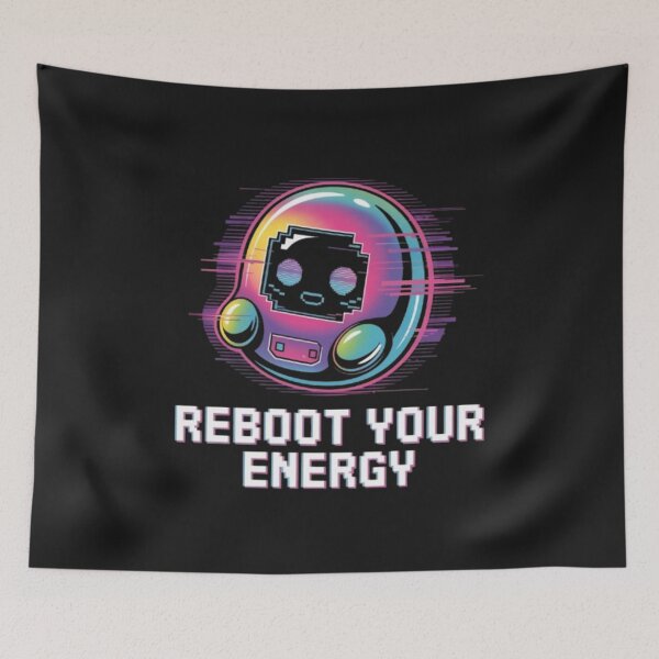 Item preview, retro Futuristic Reboot Your Energy Cute Cyber Robot Y2K Vaporwave Gamer Shirt designed and sold by Youpiworld.