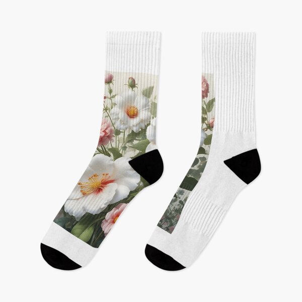 Item preview, Dreamy White Poppies and Pink Dahlias Garden designed and sold by KINGSMILESTORE.