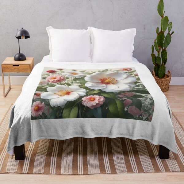 Item preview, Dreamy White Poppies and Pink Dahlias Garden designed and sold by KINGSMILESTORE.