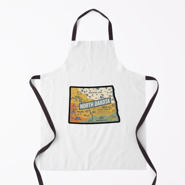 Item preview, North Dakota State Illustrated Map – Retro State Regions & Landmarks designed and sold by Paper Drip.