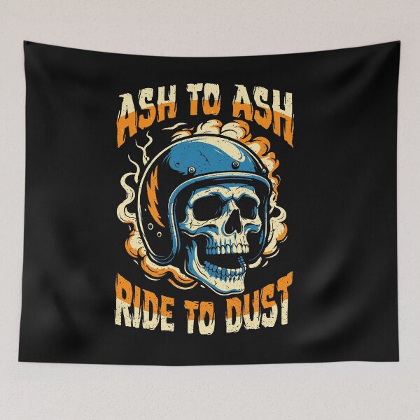 Item preview, Ash to Ash Ride to Dust Vintage Biker Skull Helmet Smoke Art designed and sold by kosongxlima.
