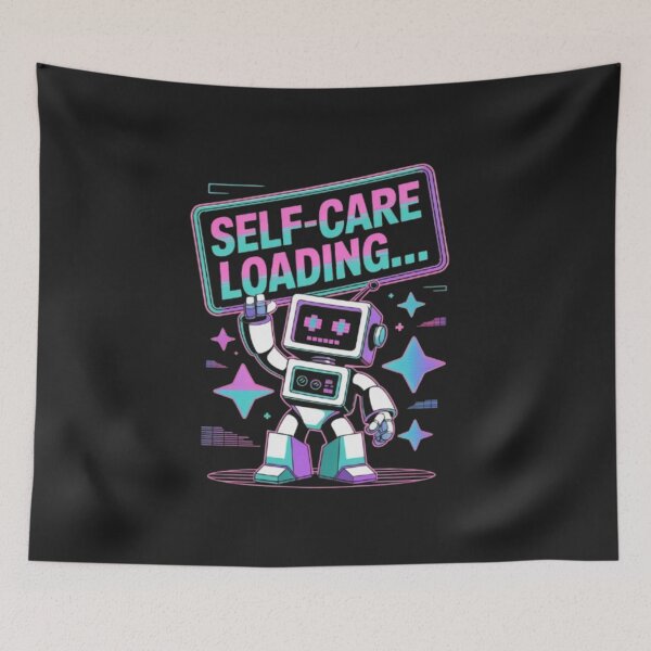 Item preview, Self Care Loading Retro Futuristic Cute Cyber Mascot Y2K Vaporwave Wellness Shirt designed and sold by Youpiworld.